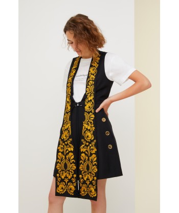 Embroidered lapel velvet gilet Venez acheter