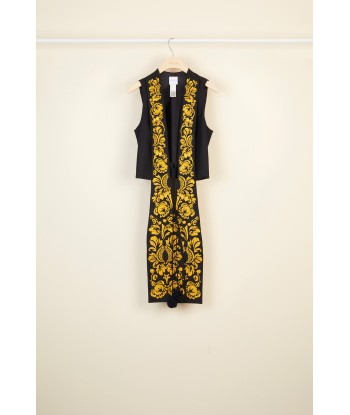 Embroidered lapel velvet gilet Venez acheter