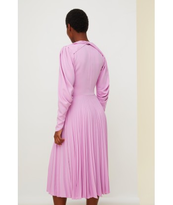 Twisted collar pleated dress en ligne