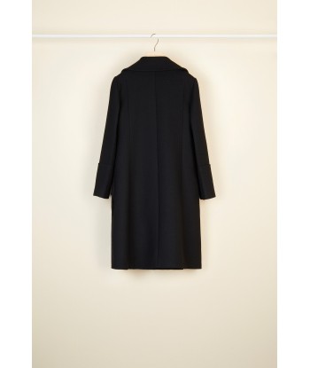 Brooch-embellished longline virgin wool coat Voir les baskets