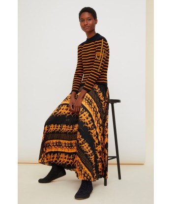 Pleated maxi printed skirt de l' environnement