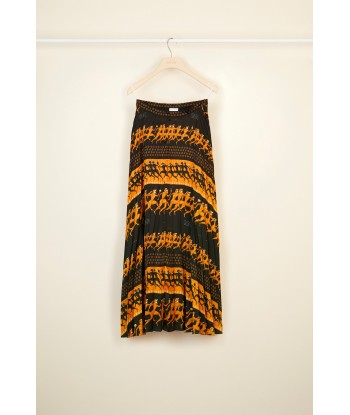 Pleated maxi printed skirt de l' environnement