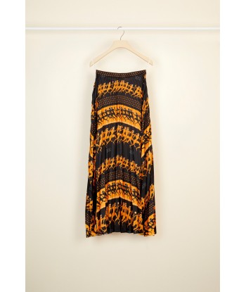 Pleated maxi printed skirt de l' environnement