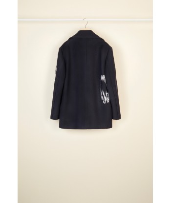 Oversized embroidered virgin wool peacoat des créatures d'habitude