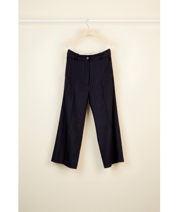 Chalk stripe wool straight leg trousers une grave pollution 