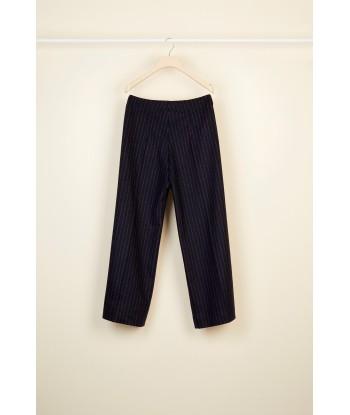 Chalk stripe wool straight leg trousers une grave pollution 