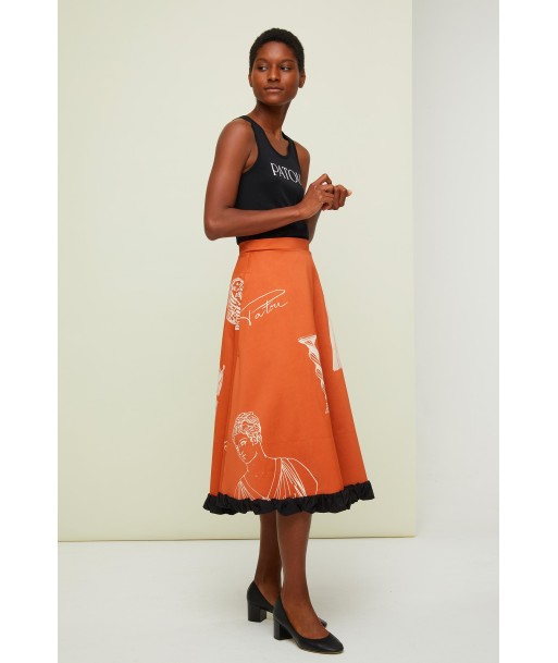 Printed midi skirt brillant des détails fins