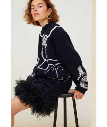 Embroidered Merino wool oversized jumper de l' environnement