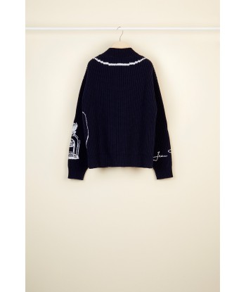 Embroidered Merino wool oversized jumper de l' environnement