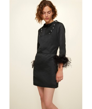 Feather-embellished satin dress du meilleur 