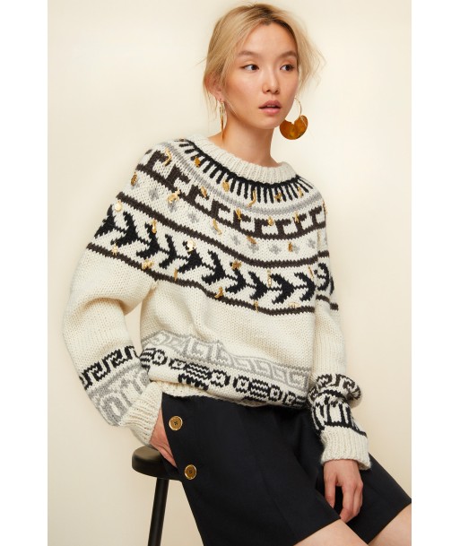 Jacquard wool and alpaca jumper with votive embellishments vente chaude votre 