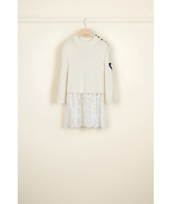 Cotton jumper with guipure embellishment online