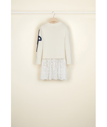 Cotton jumper with guipure embellishment online