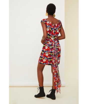 Cold-shoulder printed silk dress Voir les baskets