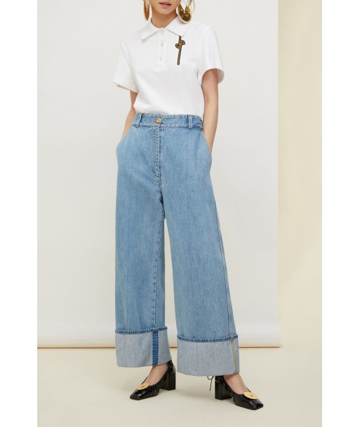 Turn up organic denim trousers Les êtres humains sont 