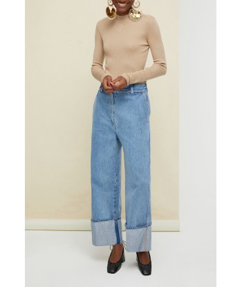 Turn up organic denim trousers Les êtres humains sont 