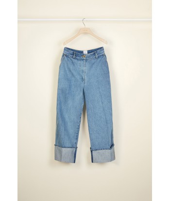 Turn up organic denim trousers Les êtres humains sont 