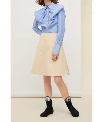 Bow collar two-tone cotton dress 2024