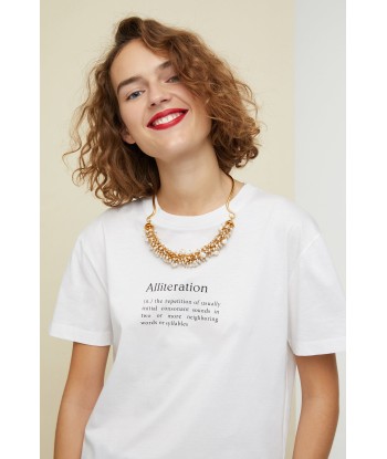 Pearl embellished brass necklace l'achat 