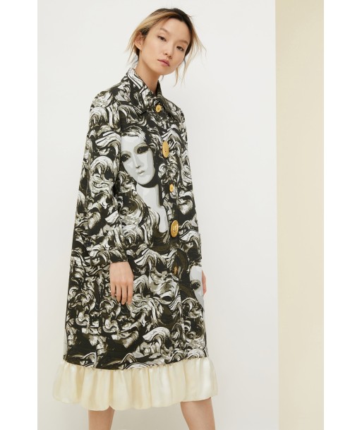 Ruffle hem printed gabardine coat Toutes les collections ici