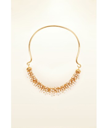 Pearl embellished brass necklace l'achat 