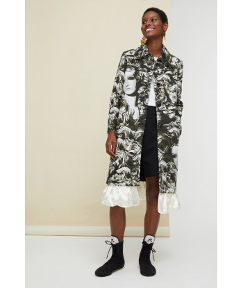 Ruffle hem printed gabardine coat Toutes les collections ici