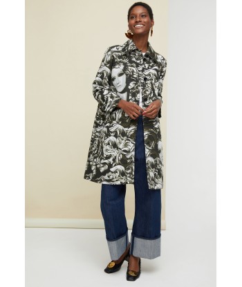 Ruffle hem printed gabardine coat Toutes les collections ici