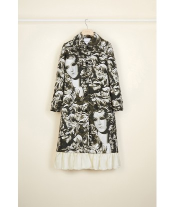 Ruffle hem printed gabardine coat Toutes les collections ici