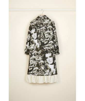 Ruffle hem printed gabardine coat Toutes les collections ici