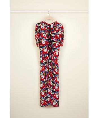 Bow-embellished floral ruched dress s'inspire de l'anatomie humaine