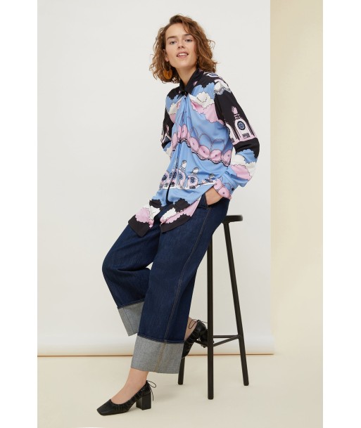 Printed draped jersey blouse Voir les baskets