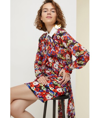 Printed draped silk blouse Comparez et commandez 