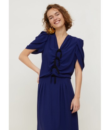 Bow-embellished ruched dress la colonne vertébrale