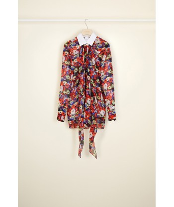 Printed draped silk blouse Comparez et commandez 