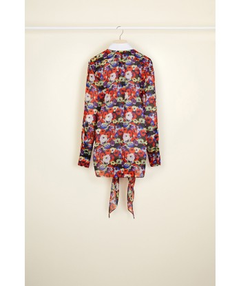 Printed draped silk blouse Comparez et commandez 