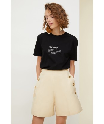 High-waisted cotton shorts 2023