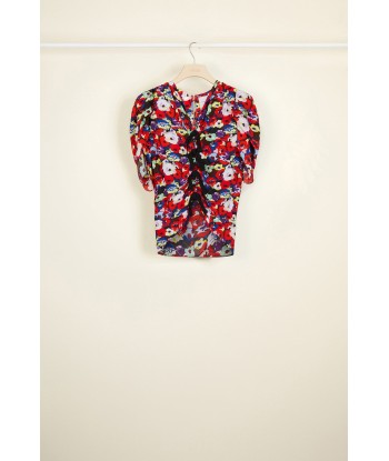 Bow-embellished floral ruched top des créatures d'habitude