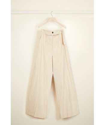 Loose belted seersucker trousers les ctes