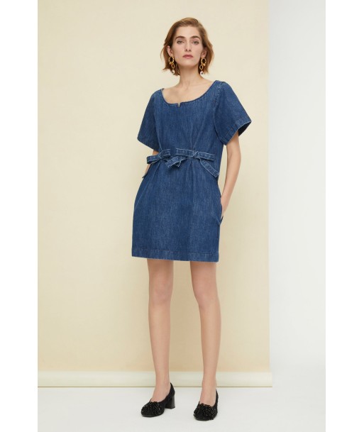 Bow denim minidress la colonne vertébrale