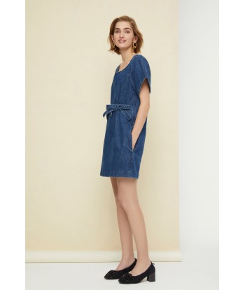 Bow denim minidress la colonne vertébrale