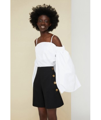 Cold-shoulder cape poplin top l'achat 