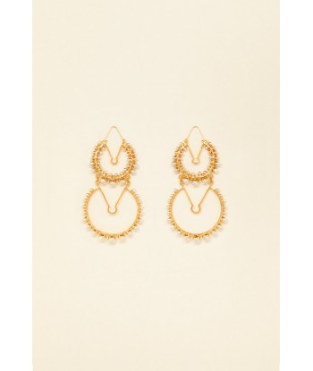 Double brass and pearl hoop earrings Comment ça marche