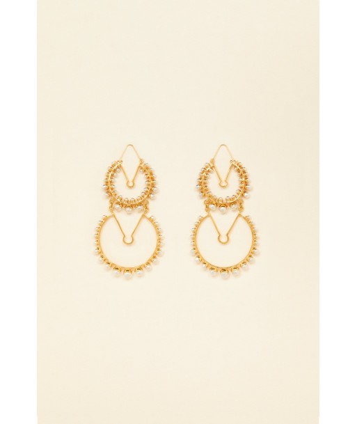 Double brass and pearl hoop earrings Comment ça marche