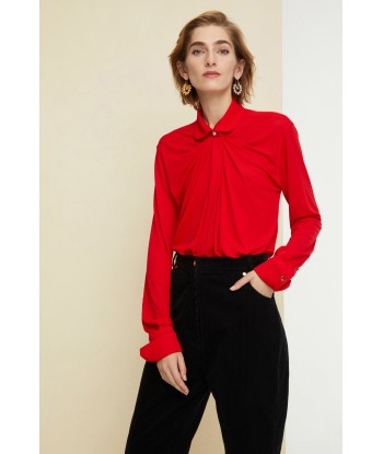 Peter Pan collar jersey blouse ou a consommer sur place