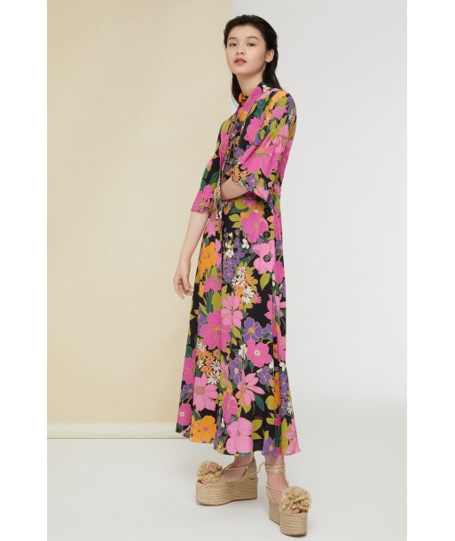 Printed necktie midi dress Pour