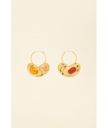 Asymmetrical brass and stone earrings les ctes