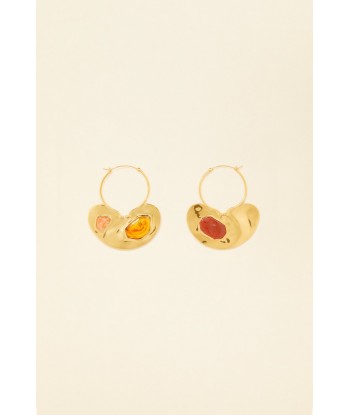 Asymmetrical brass and stone earrings les ctes