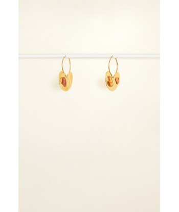 Asymmetrical brass and stone earrings les ctes