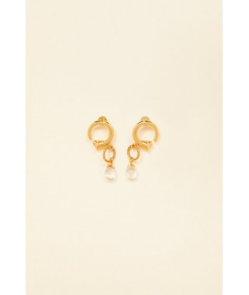 Circular brass and pearl earrings en ligne