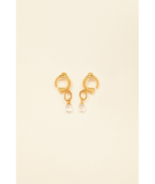 Circular brass and pearl earrings en ligne